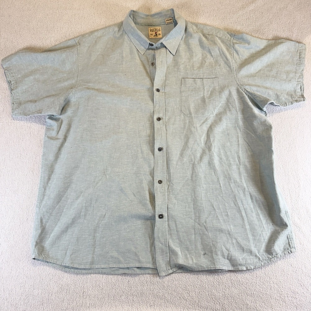 Red Head Brand Co. Short‎ Sleeve Grayish Blue Button Up Shirt Men's 3XL
